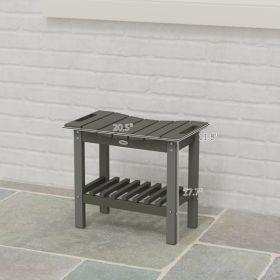 HDPE Shower Bench with Two-Tier Storage – Indoor & Outdoor Seating (Color: as picture)