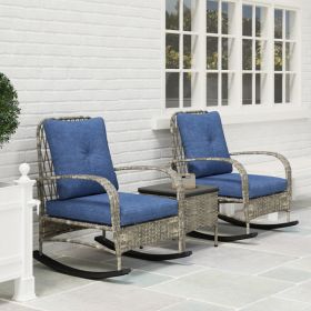Rattan Rocking Chair Patio Set with Table – 3 Piece Wicker Outdoor Lounge Set (Color: as picture)