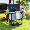 104-Quart Cooler Cart with Storage Shelves & Bottle Opener – Outdoor Patio Beverage Cooler
