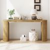 Curved Console Table with Vertical Stripe Base – Modern Accent Table