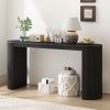 Curved Console Table with Vertical Stripe Base – Modern Accent Table