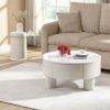 Round Nesting Coffee Table Set of 2 with Storage Drawer and Glass Top