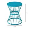 Boho Blue Outdoor Coffee Table – Geometric Steel Side Table