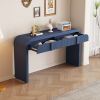 Modern Rounded Console Table with 2 Grooved Drawers – Glossy Finish