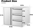 Outdoor Kitchen Drawer Combo – 304 Stainless Steel BBQ Triple Drawer & Trash Drawer for BBQ Island