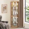 Lighted Corner Glass Curio Cabinet with Adjustable Shelves