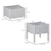 Outsunny 2-Piece Raised Garden Bed with Legs, Self-Watering Planter Box, Gray