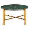 Round Green Side Table Natural Stone with Brass Legs