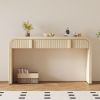 Modern Rounded Console Table with 2 Grooved Drawers – Glossy Finish