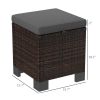 Set of 2 Wicker Outdoor Ottomans with Cushions – Patio Footrest & Side Tables