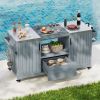 66.5" Outdoor Kitchen Island for Big Green Egg – Solid Wood Grill Cart with Stainless Steel Top