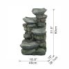 19x15x31.5" Indoor Outdoor Stone Water Fountain, 4-Tier Polyresin Cascading Rock Bowl with LED Light