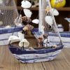 Boat Shaped Decorative Craft Accent – Nautical Tabletop Ornament