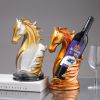 NORTHEUINS Resin Horse Head Wine Rack – Decorative Bottle Holder Tabletop Accent