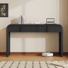 Modern Rounded Console Table with 2 Grooved Drawers – Glossy Finish