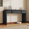 Modern Rounded Console Table with 2 Grooved Drawers – Glossy Finish