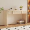 Modern Rounded Console Table with 2 Grooved Drawers – Glossy Finish