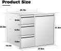 Outdoor Kitchen Drawer Combo – 304 Stainless Steel BBQ Triple Drawer & Trash Drawer for BBQ Island