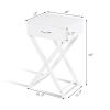 Modern X-Leg Side Table with Drawer – White Sofa & Nightstand