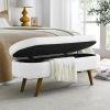 Oval Storage Ottoman Bench with Rubber Wood Legs – 43.5"