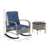 Rattan Rocking Chair Patio Set with Table – 3 Piece Wicker Outdoor Lounge Set