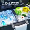 104-Quart Cooler Cart with Storage Shelves & Bottle Opener – Outdoor Patio Beverage Cooler
