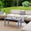 Black Rattan Outdoor Coffee Table with Slatted Top