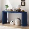 Curved Console Table with Vertical Stripe Base – Modern Accent Table