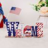 4th of July I Love USA Wooden Alphabet Ornament – Patriotic Tiered Tray Decor