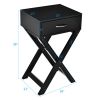 Modern X-Leg Side Table with Drawer – White Sofa & Nightstand