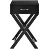 Modern X-Leg Side Table with Drawer – White Sofa & Nightstand
