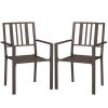 Set of 2 Outdoor Metal Dining Chairs – Stackable Steel Patio Chairs