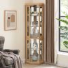 Lighted Corner Glass Curio Cabinet with Adjustable Shelves