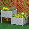 Outsunny 2-Piece Raised Garden Bed with Legs, Self-Watering Planter Box, Gray