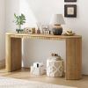 Curved Console Table with Vertical Stripe Base – Modern Accent Table