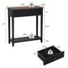 PPL Console Table for Entryway – 30 Inch Modern Hallway Table with 2 Drawers, Open Storage Shelves, and Handmade Metal Handles
