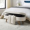 Oval Storage Ottoman Bench with Rubber Wood Legs – 43.5"