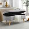 Oval Storage Ottoman Bench with Rubber Wood Legs – 43.5"