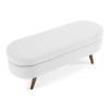 Oval Storage Ottoman Bench with Rubber Wood Legs – 43.5"