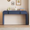 Modern Rounded Console Table with 2 Grooved Drawers – Glossy Finish