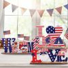 4th of July I Love USA Wooden Alphabet Ornament – Patriotic Tiered Tray Decor