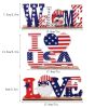 4th of July I Love USA Wooden Alphabet Ornament – Patriotic Tiered Tray Decor