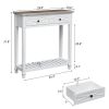 PPL Console Table for Entryway – 30 Inch Modern Hallway Table with 2 Drawers, Open Storage Shelves, and Handmade Metal Handles