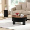 Round Nesting Coffee Table Set of 2 with Storage Drawer and Glass Top