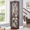 Lighted Corner Glass Curio Cabinet with Adjustable Shelves