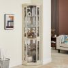 Lighted Corner Glass Curio Cabinet with Adjustable Shelves
