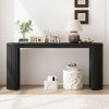 Curved Console Table with Vertical Stripe Base – Modern Accent Table