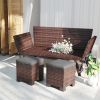 Set of 2 Wicker Outdoor Ottomans with Cushions – Patio Footrest & Side Tables