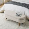 Oval Storage Ottoman Bench with Rubber Wood Legs – 43.5"
