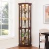 Lighted Corner Glass Curio Cabinet with Adjustable Shelves